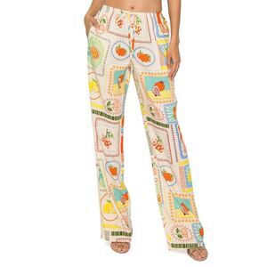 Linen Cali 1850 Fruit Tiles Tropical Resort Style Pants Sz M